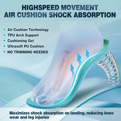 OrthoComfoot forefoot gel layer enhances energy return during toe-off.