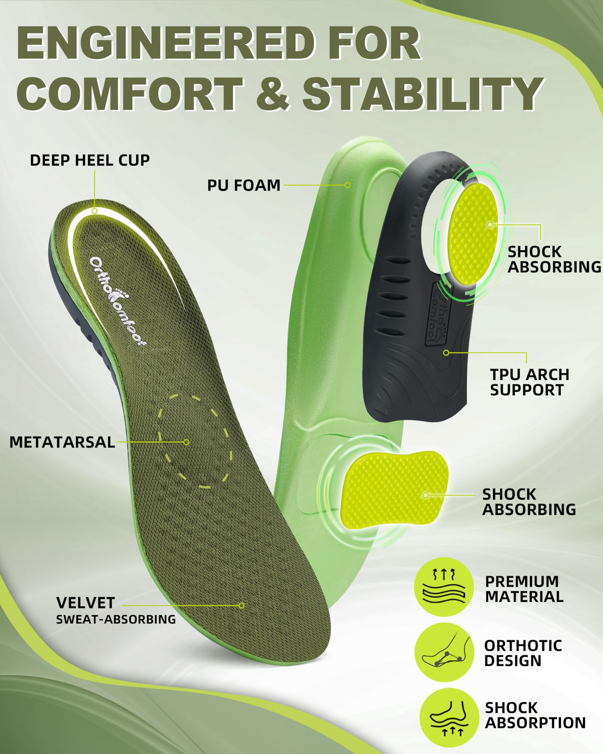 OrthoComfoot full size fit insert fits most shoes without trimming