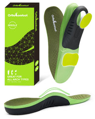 OrthoComfoot high arch support insoles front view for improved foot alignment.