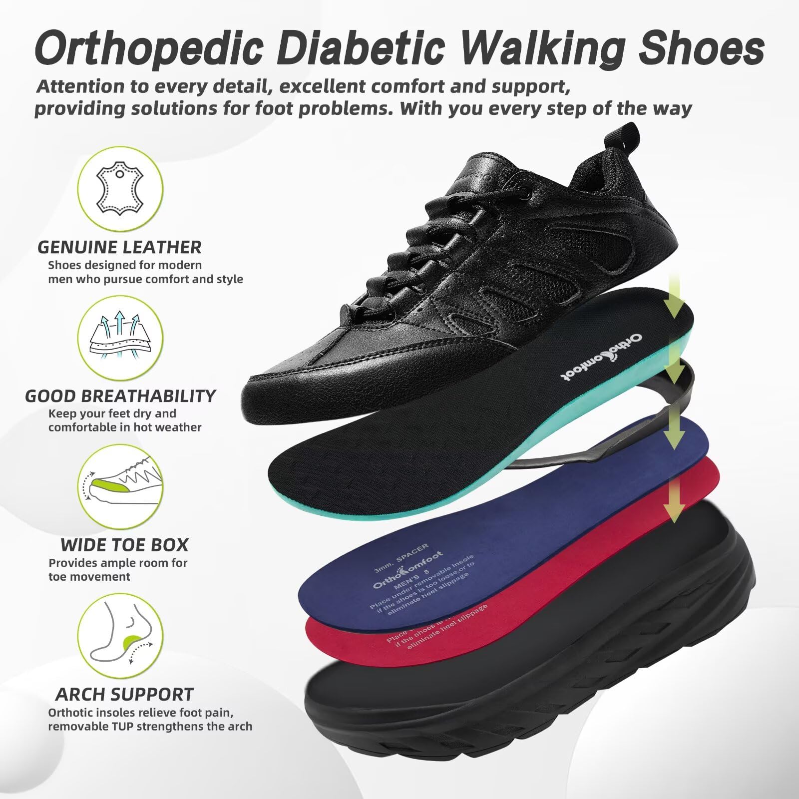 OrthoComfoot daily-wear ready for walking, work, and casual outings.