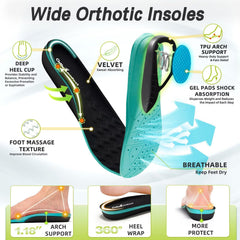 OrthoComfoot heel-pain-relief design supports arches for steady daily movement.