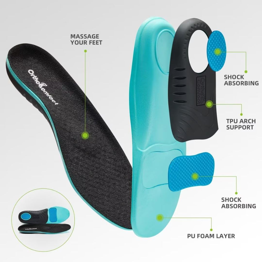OrthoComfoot cushion outsole with EVA and rubber for reliable traction