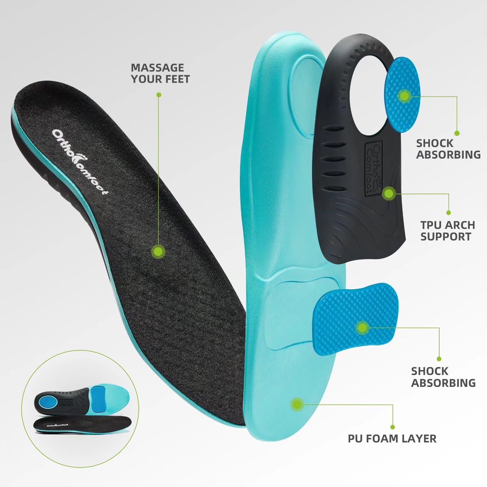 OrthoComfoot EVA+rubber-outsole delivers reliable traction on varied surfaces