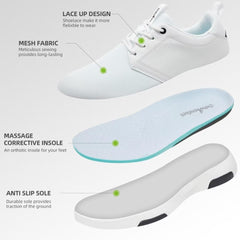 OrthoComfoot upper canvas detail highlighting breathable design.