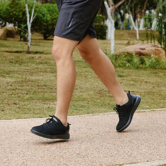 OrthoComfoot mens orthopedic walking shoes side view showing durable upper and breathable design