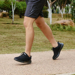 OrthoComfoot mens orthopedic walking shoes side view showing durable upper and breathable design
