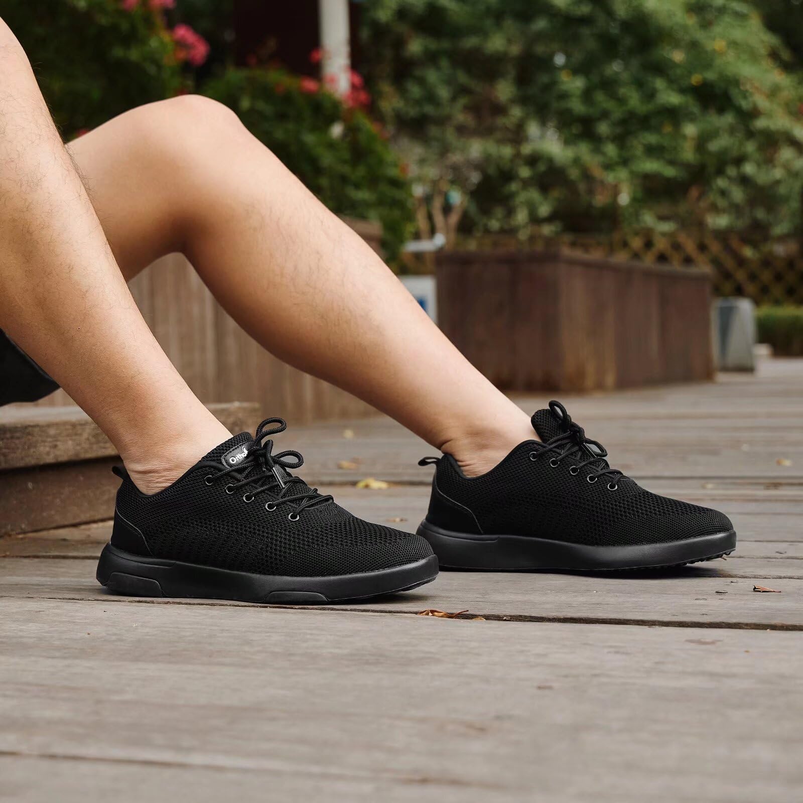 OrthoComfoot mesh-leather upper closeup showing breathable, durable everyday wear