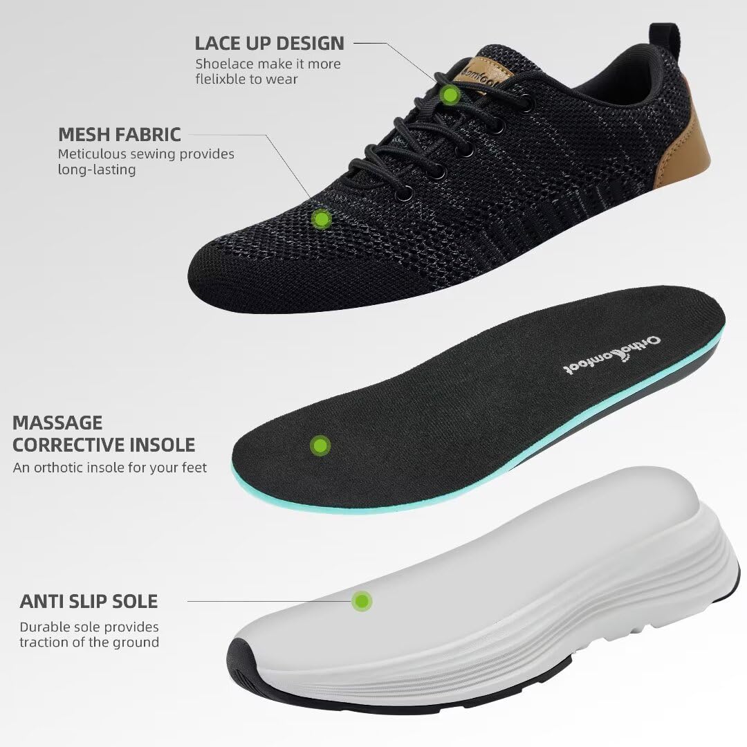 OrthoComfoot non-slip rubber outsole enhances grip on varied surfaces.