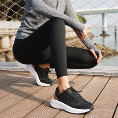 OrthoComfoot thick-sole sneakers cushion impact for long walks.