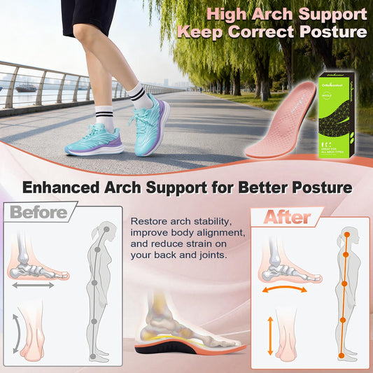 OrthoComfoot triple-layer cushioning insoles deliver soft, shock-absorbing comfort for long walks.