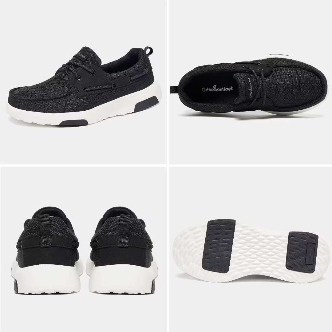 Black orthotic loafers from OrthoComfoot suitable for walking and daily wear