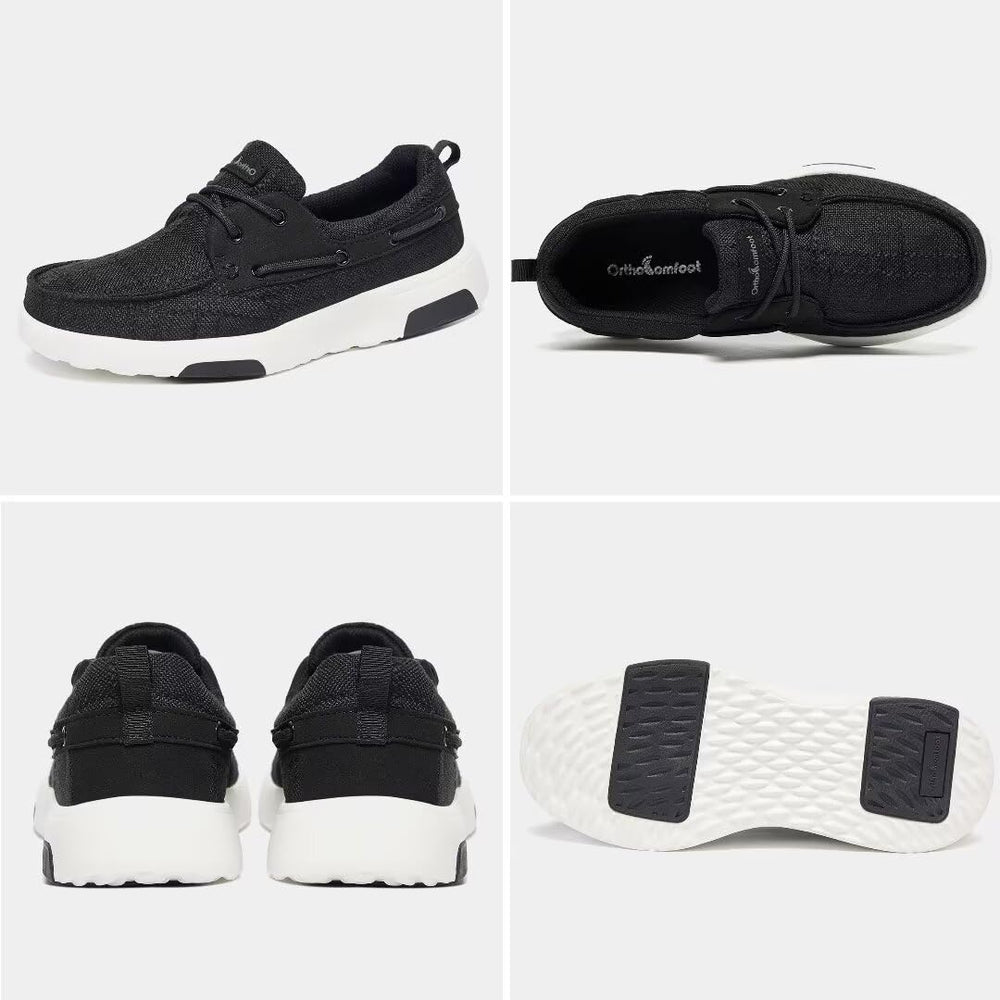 Black orthotic loafers from OrthoComfoot suitable for walking and daily wear