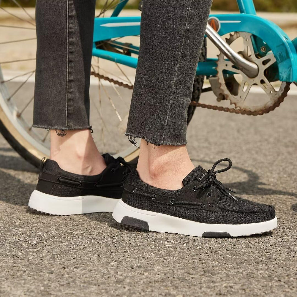 Lightweight slip-on design of OrthoComfoot shoe, easy on-and-off for busy days