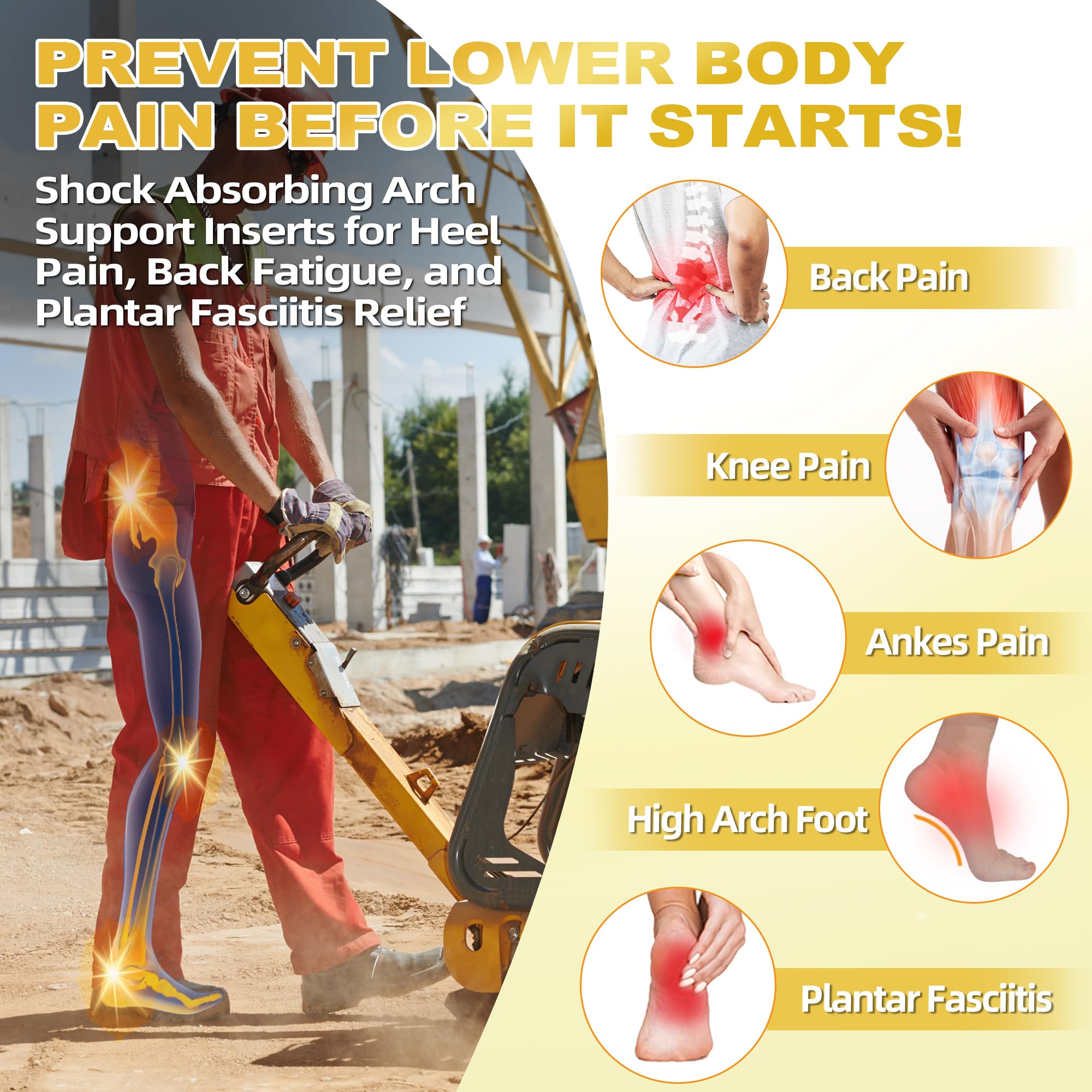 OrthoComfoot insoles highlight the deep heel cup for stability.