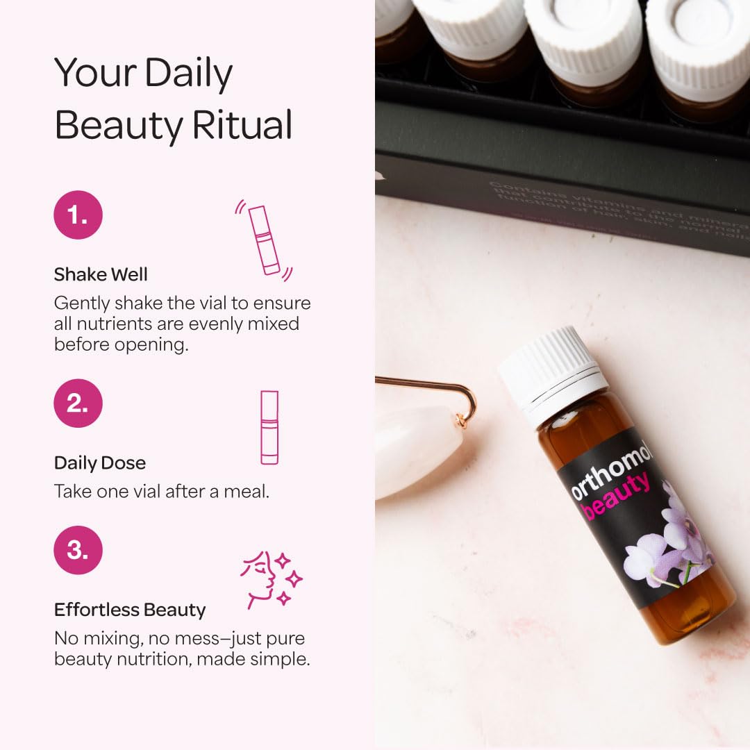 Orthomol Beauty Vial hair shine closeup suggesting vitality.