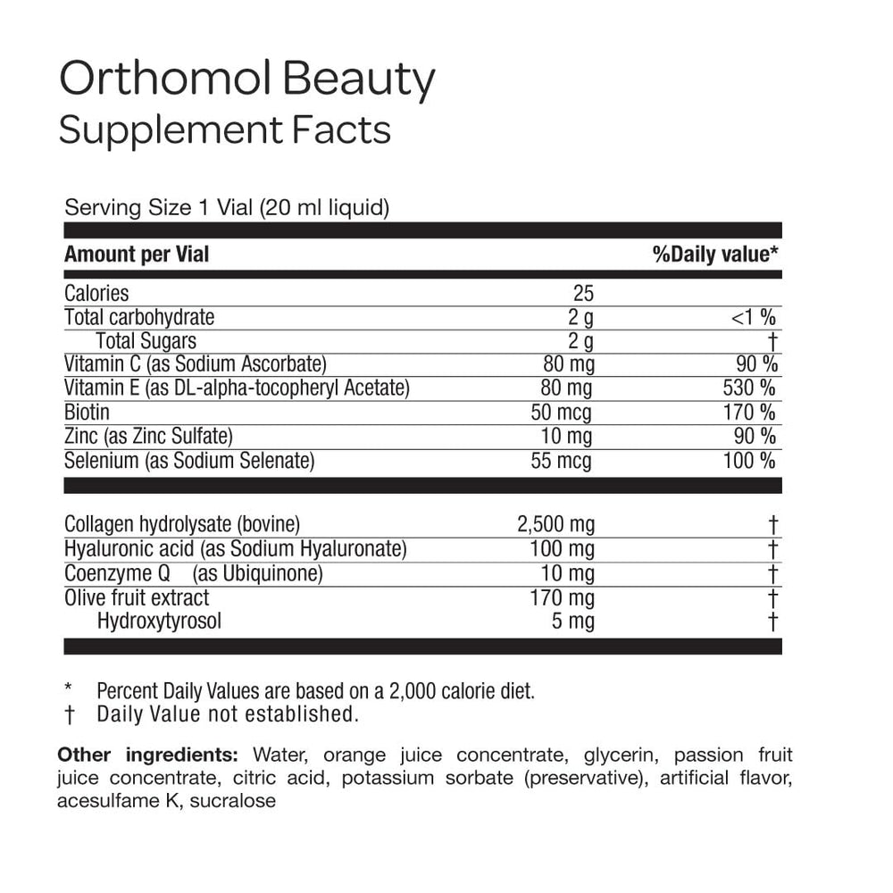 Orthomol Beauty Vial hands holding bottle for everyday beauty routine.