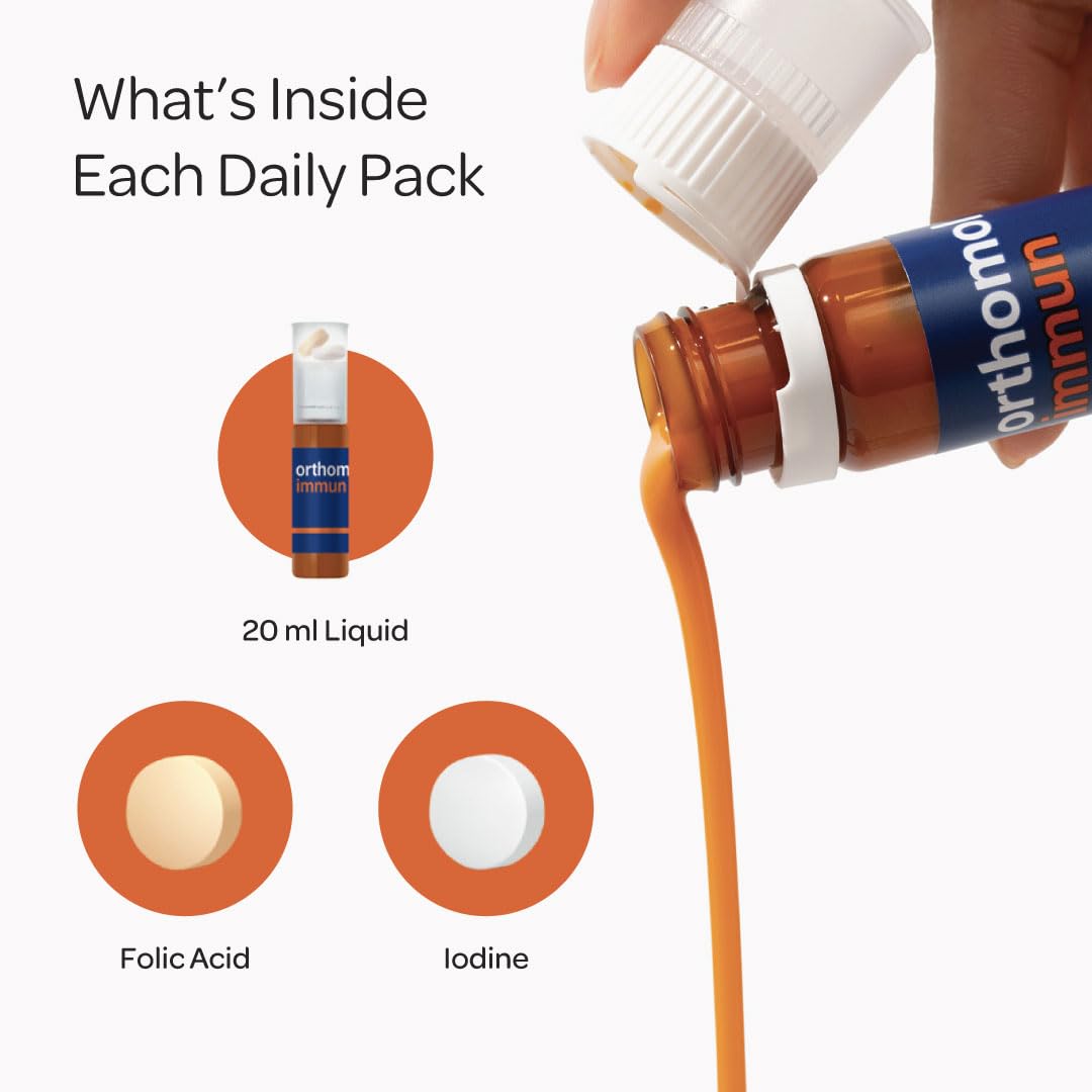 Orthomol Immun folic acid tablet close-up for essential micronutrient intake.