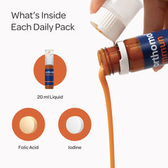 Orthomol Immun folic acid tablet close-up for essential micronutrient intake.