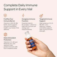 Orthomol Immun liquid vial closeup reveals the ready-to-use liquid portion