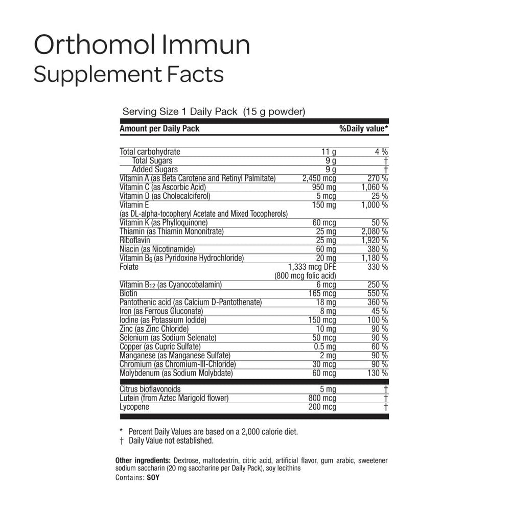 Orthomol Immun powder dissolving in water for easy intake