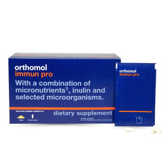 Orthomol Immun Pro bottle for daily immune support and gut balance.