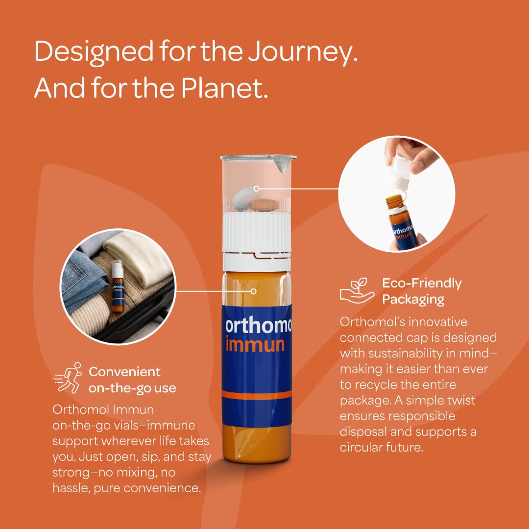 Orthomol Immun vial pour into glass suggests easy consumption
