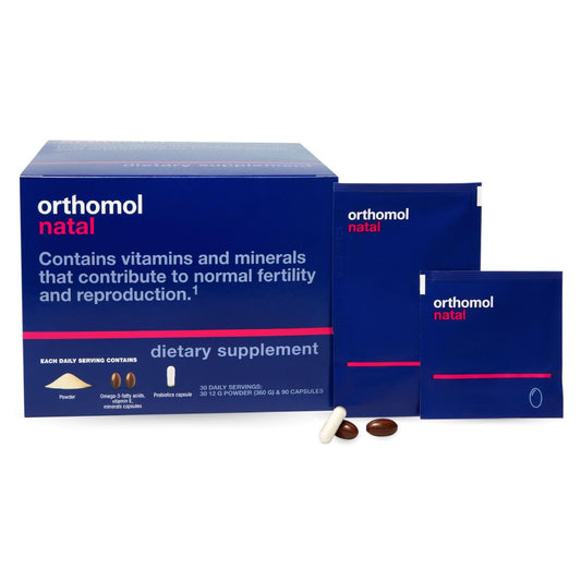 Orthomol Natal daily pack close-up supporting prenatal nutrition