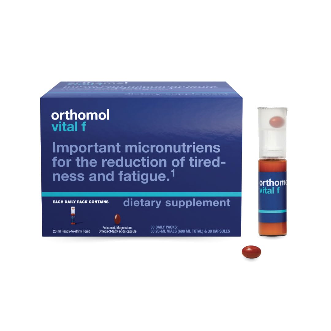 Orthomol Vital F daily pack front shows the women’s multivitamin routine.