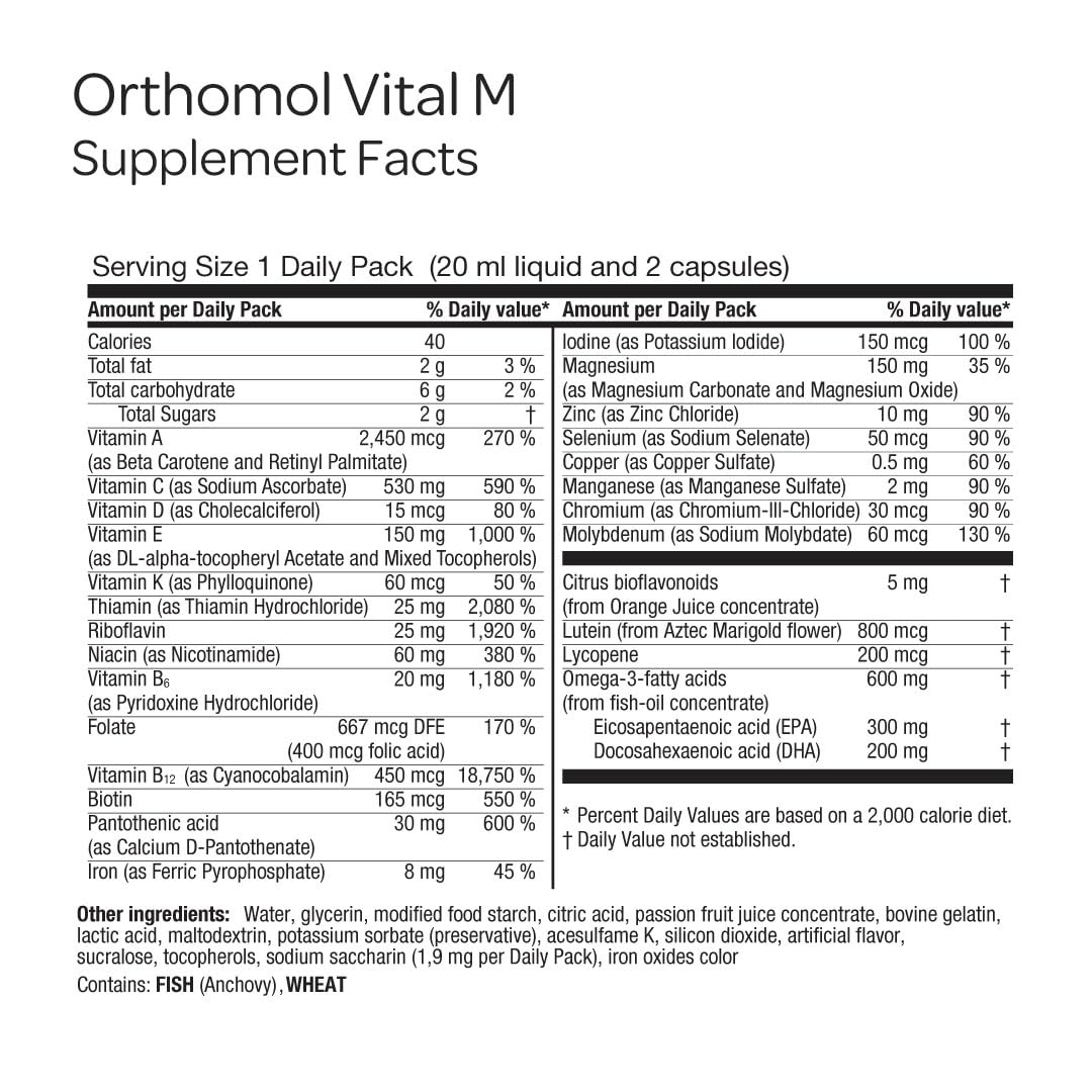 Orthomol Vital M 30-day daily pack for convenient routine