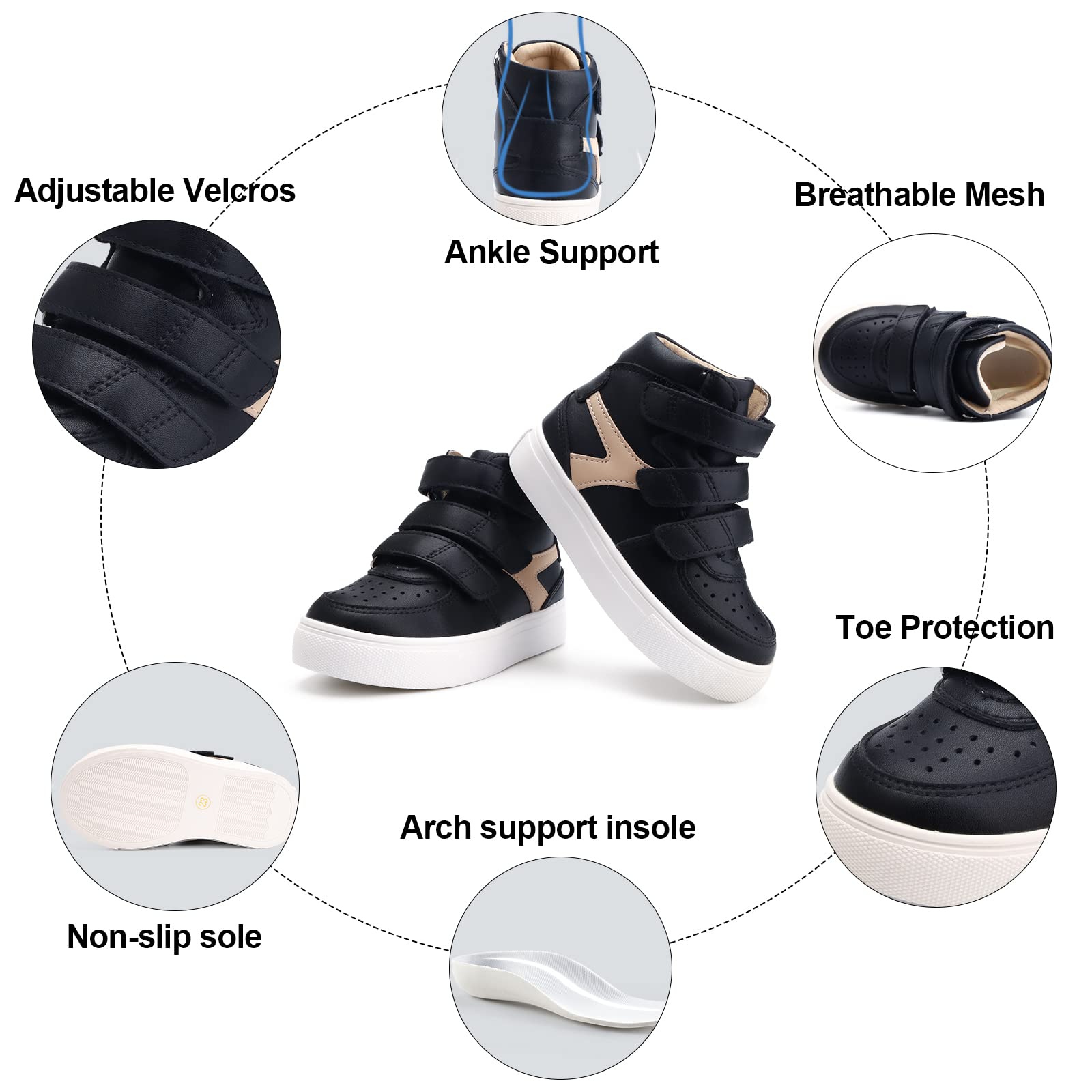 Orthopop arch-support insole visible for stable foot alignment.