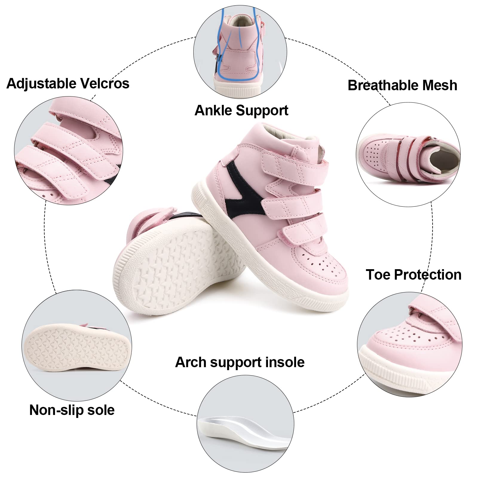 Orthopop kids breathable-materials shoe pink keeps feet dry and comfortable.