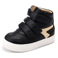 Orthopop Kids Orthopedic Shoes Black side view showing arch and ankle support for growing feet.