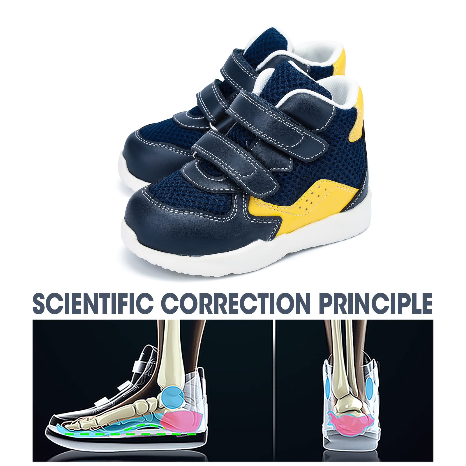 Orthopop blue arch-insole detail highlighting arch support for balanced foot movement.