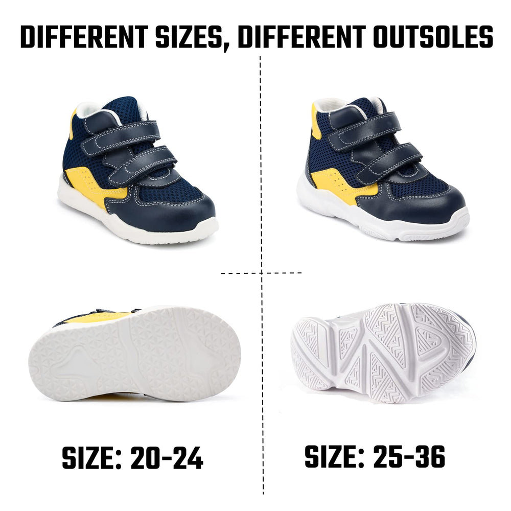 Orthopop Kids Orthopedic Shoes blue Velcro closeup showing easy fasten