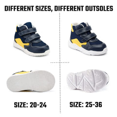 Orthopop Velcro strap close-up shows easy adjustability for growing feet.