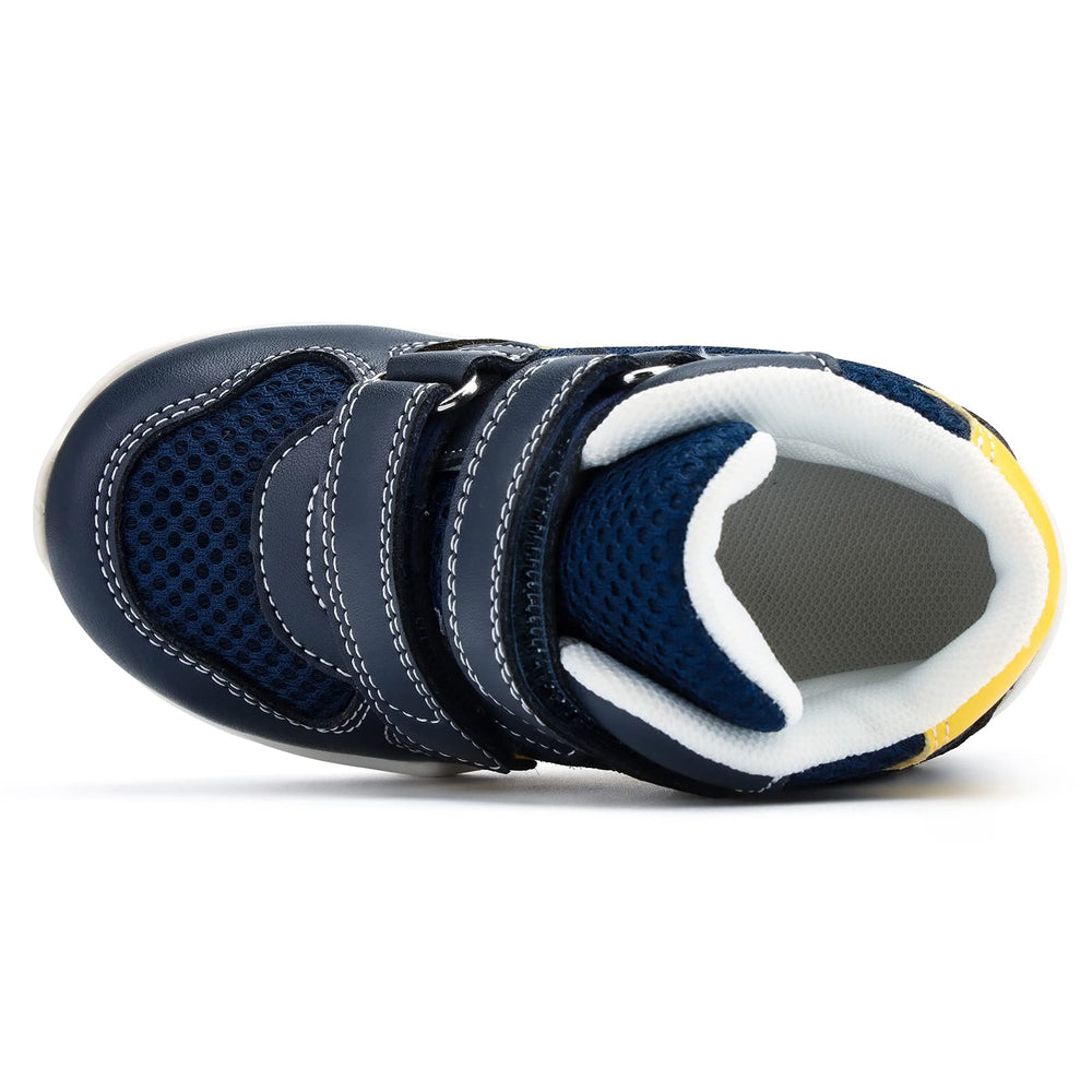 Orthopop blue kids shoes provide comfy cushioning for active outdoor adventures.