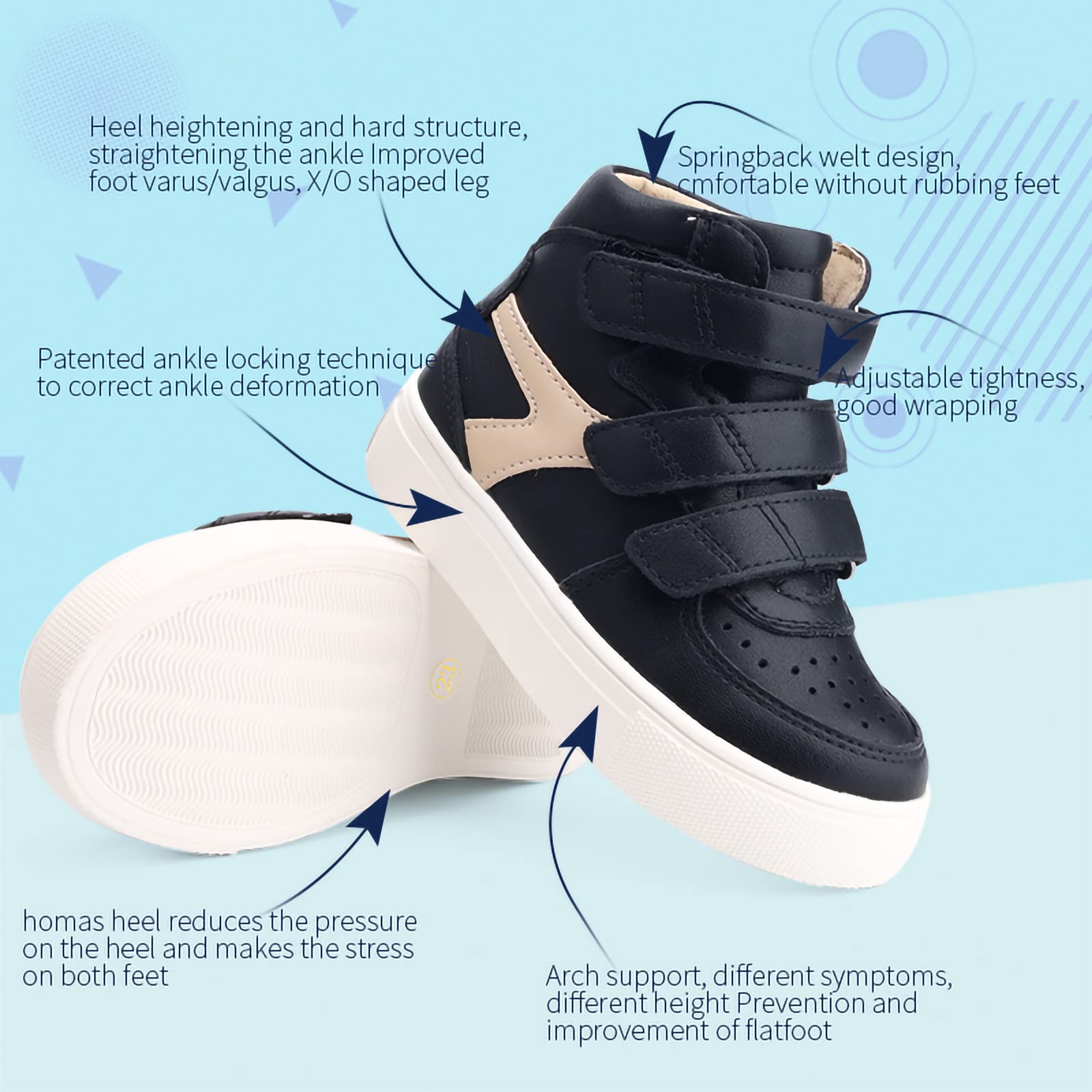 Adjustable Velcro straps and heel lock for secure fit on Orthopop shoe.