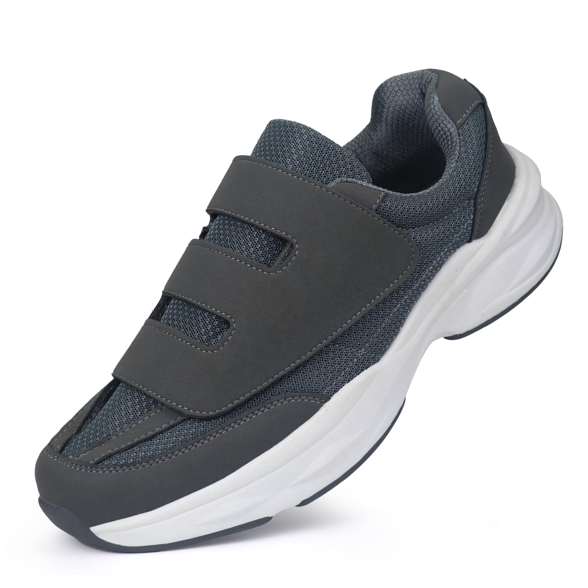 Ortho+rest diabetic walking shoe grey front view with roomy toe box