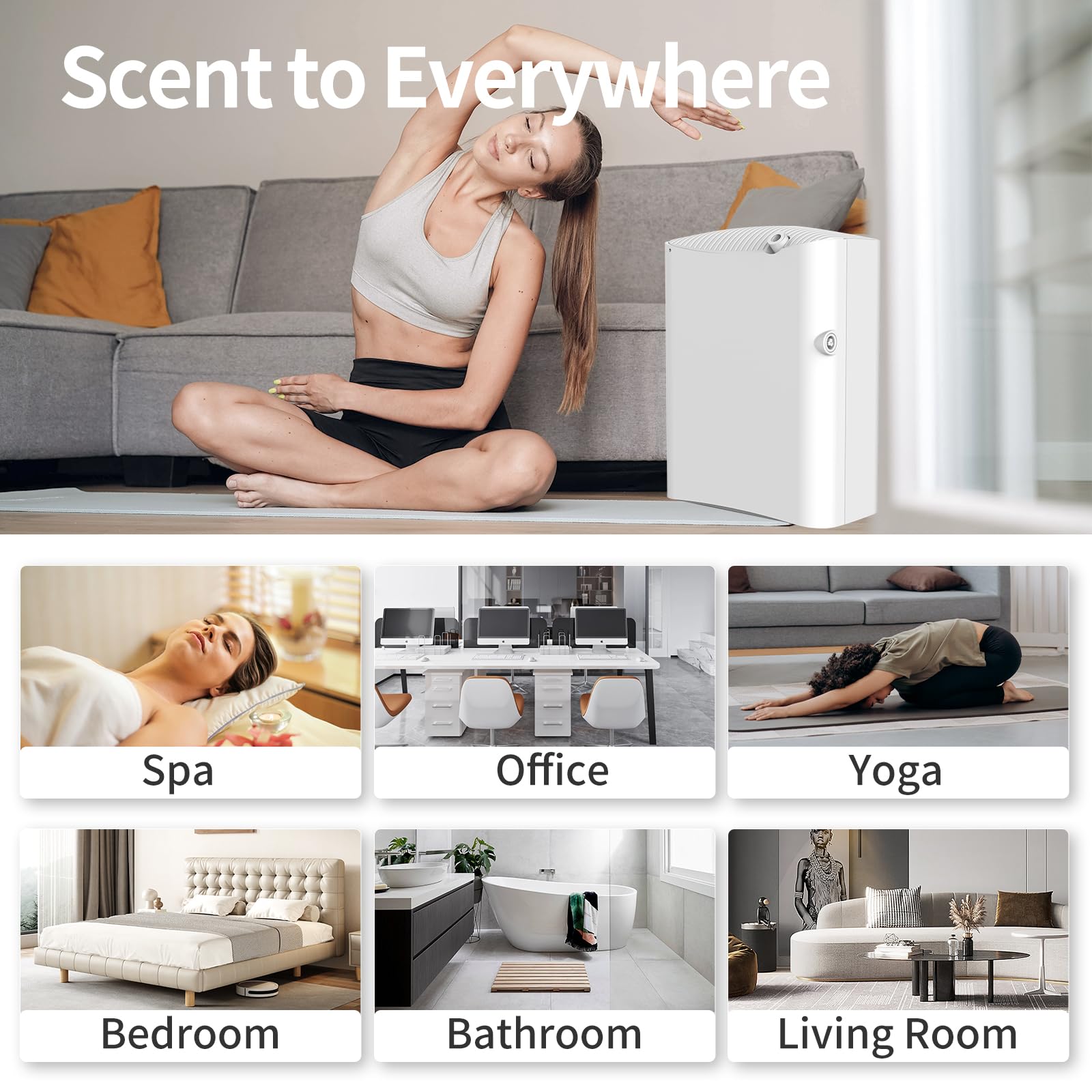 OscentPro diffuser coverage up to 4500 sq ft for whole-home scenting.