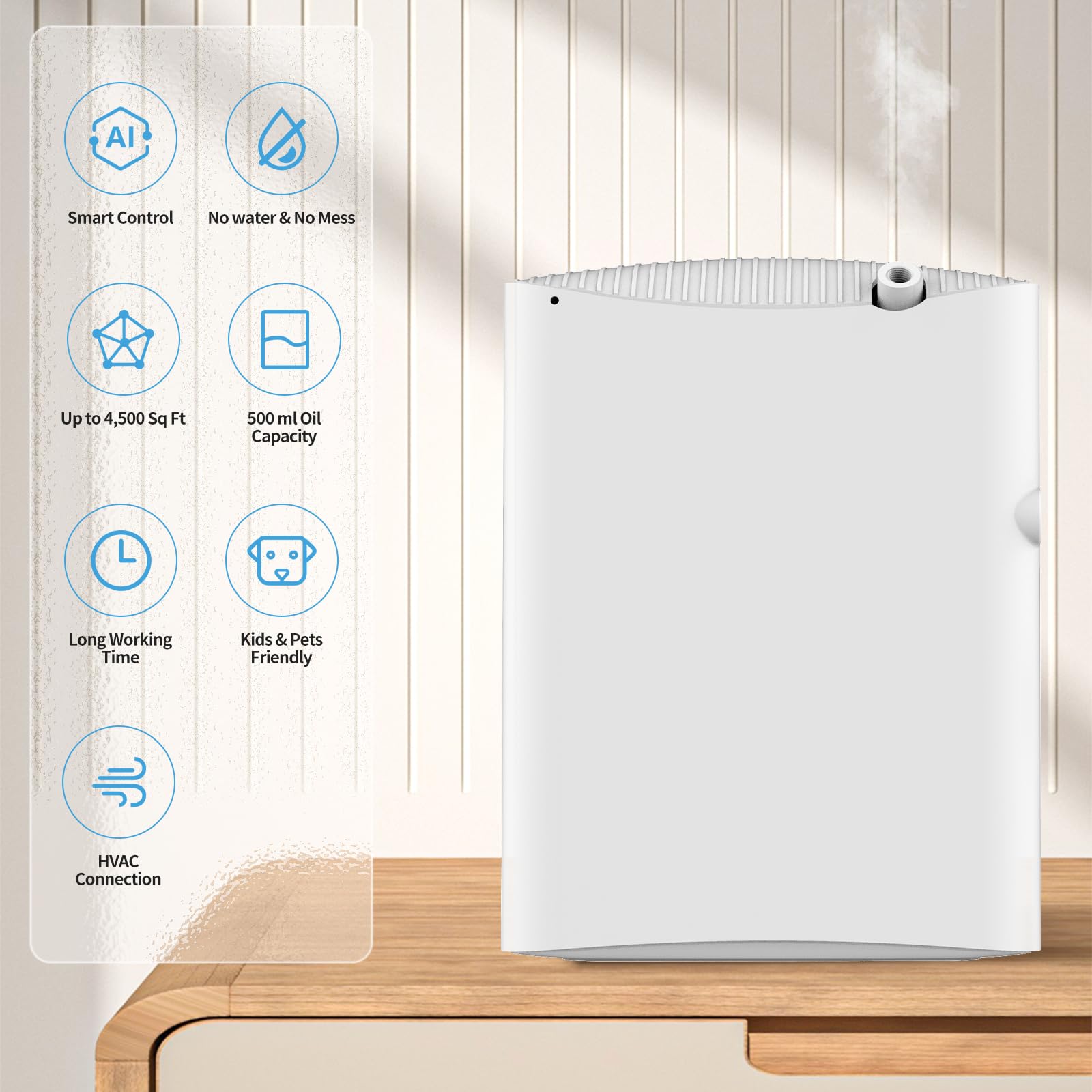 OscentPro diffuser top view with sleek white design for modern interiors.
