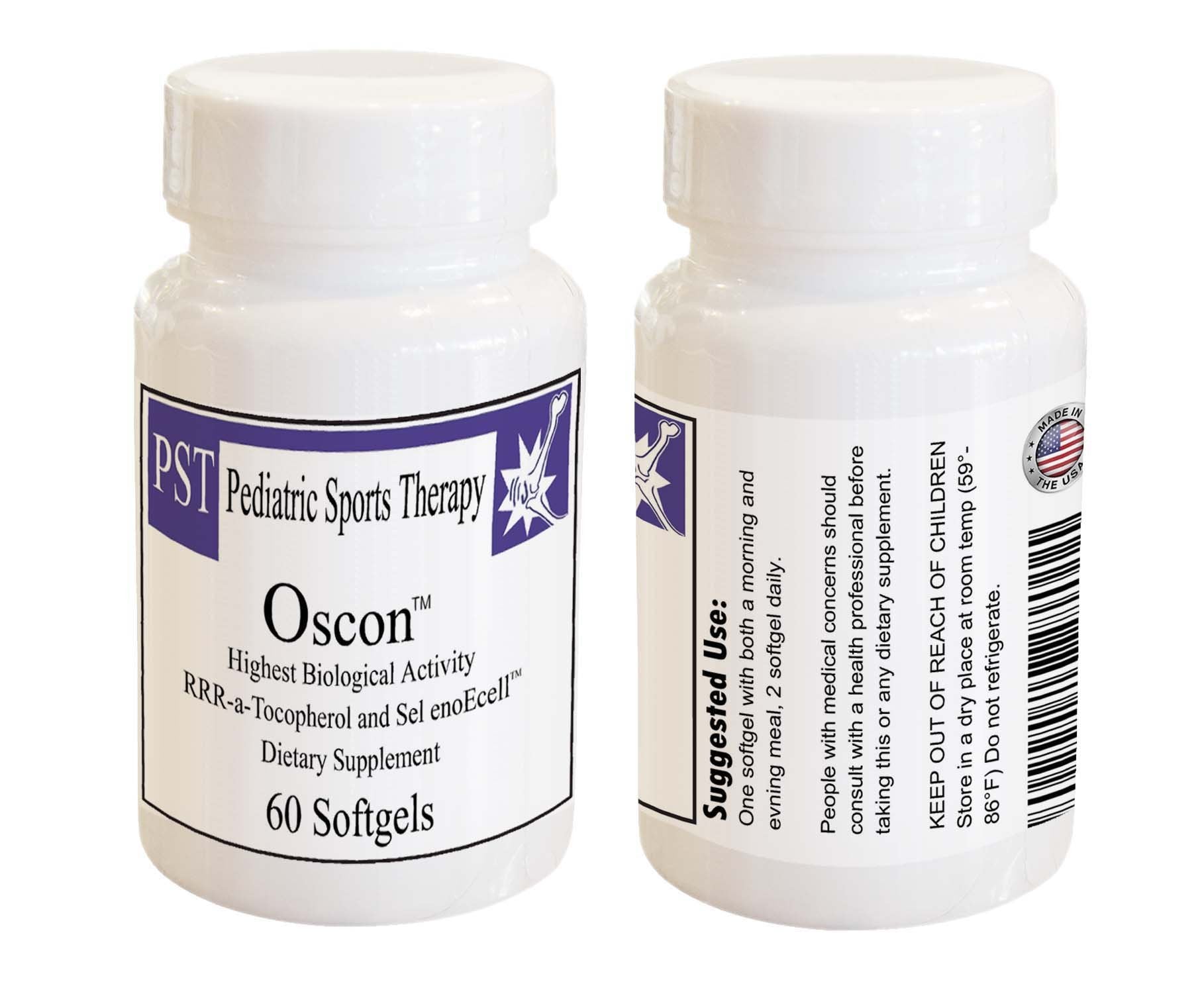 OSCON 60-count bottle front view showing premium packaging and quality.