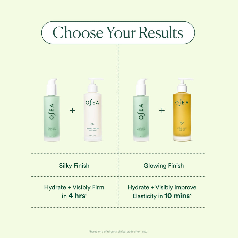 Nighttime skincare setup featuring OSEA Hyaluronic Body Serum