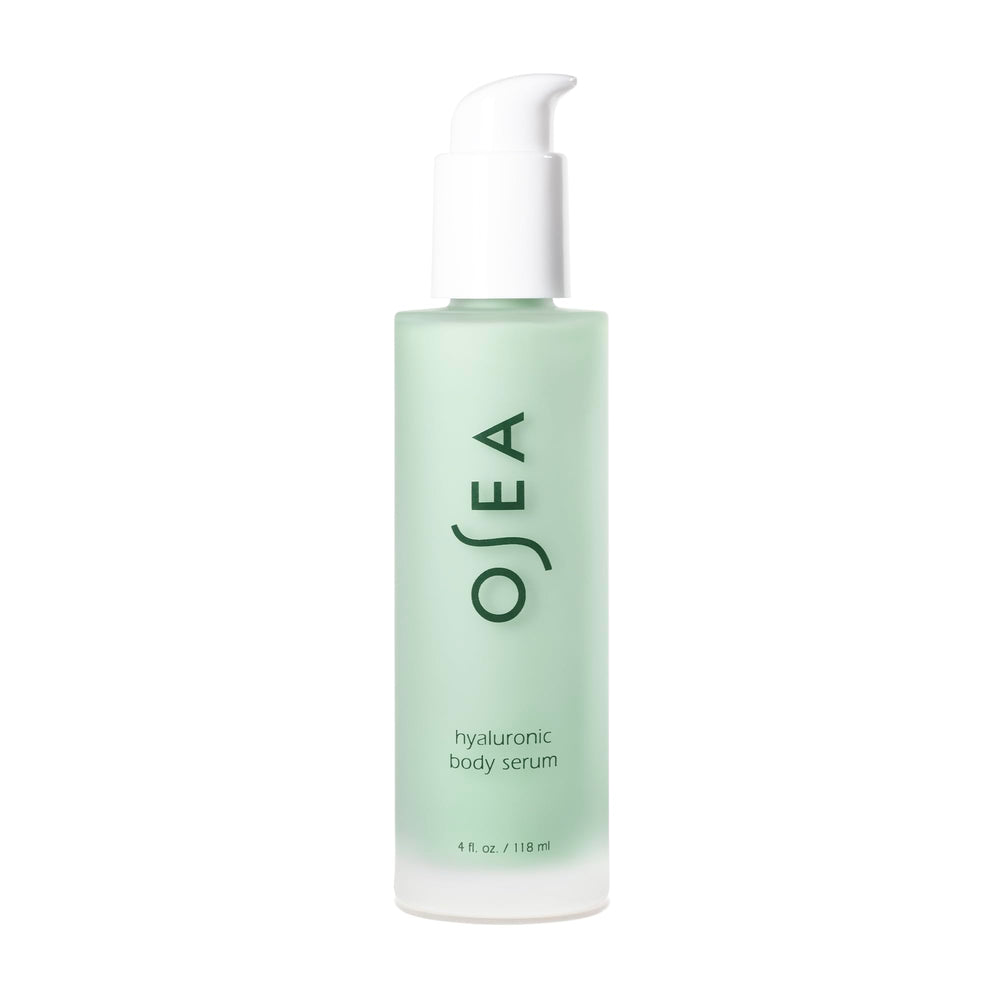 OSEA Hyaluronic Body Serum bottle front showing fragrance-free hydration for sensitive skin