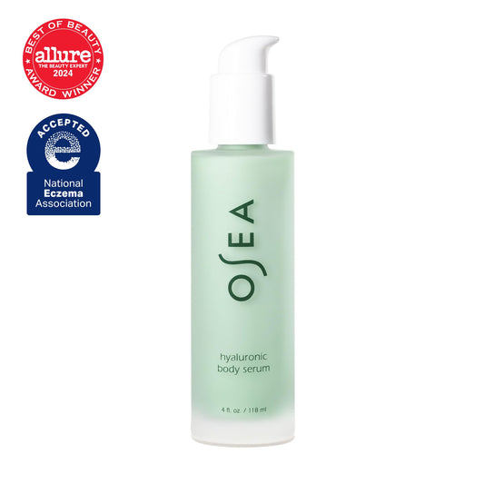 OSEA Hyaluronic Body Serum being dispensed for instant hydration