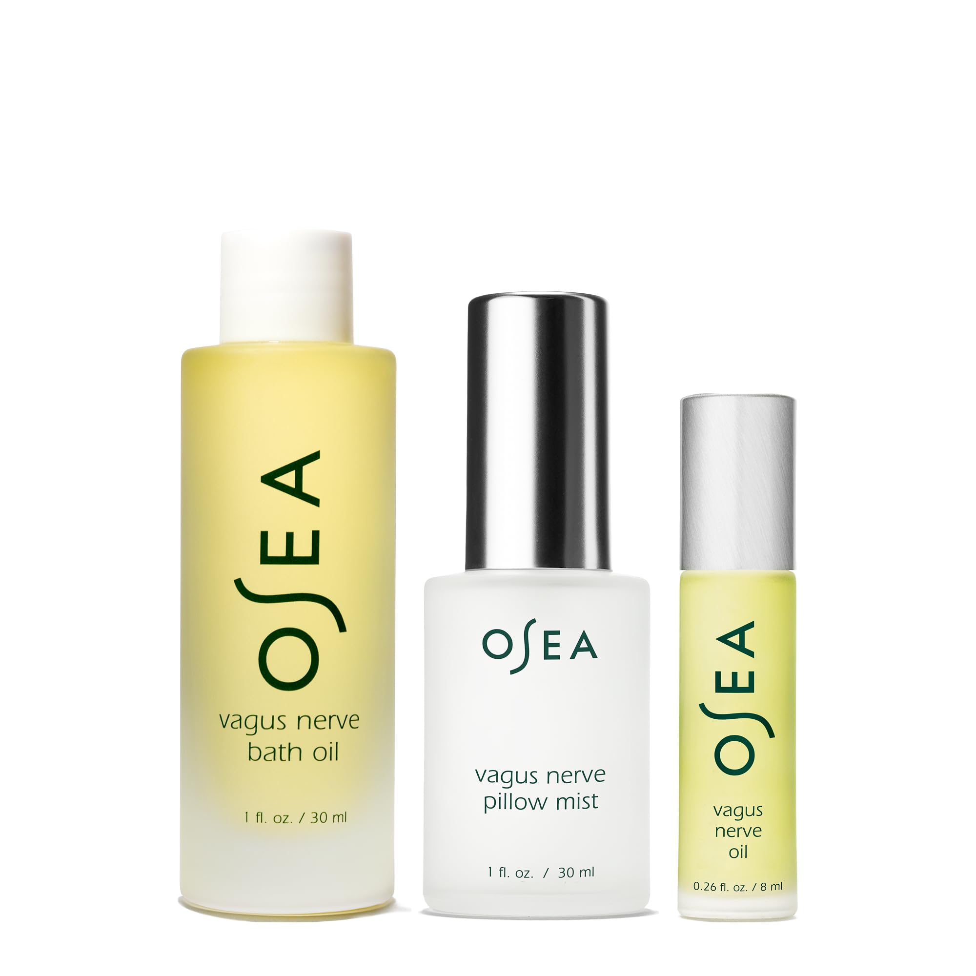 OSEA Vagus Nerve Oil application demonstrating circular neck massage for calm evenings.