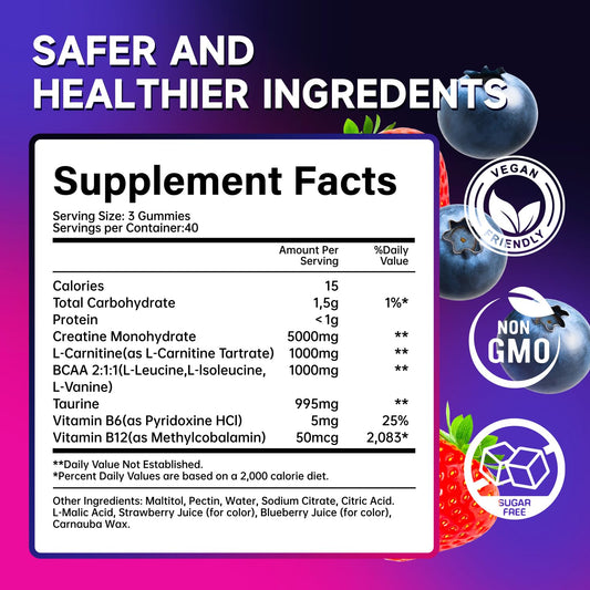 OSHICAR Creatine Gummies Blackberry bottle highlighting portable energy during workouts