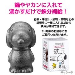 OSK TBN-1 Nambu ironware Snoopy close-up showing durable cast iron texture