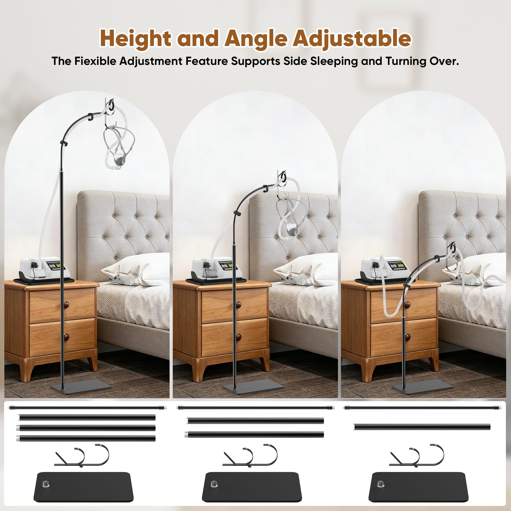 Oslora CPAP Hose Holder — quick, tool-free assembly for easy setup.