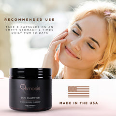 Osmosis Skin Clarifier capsules arranged in a neat tray.