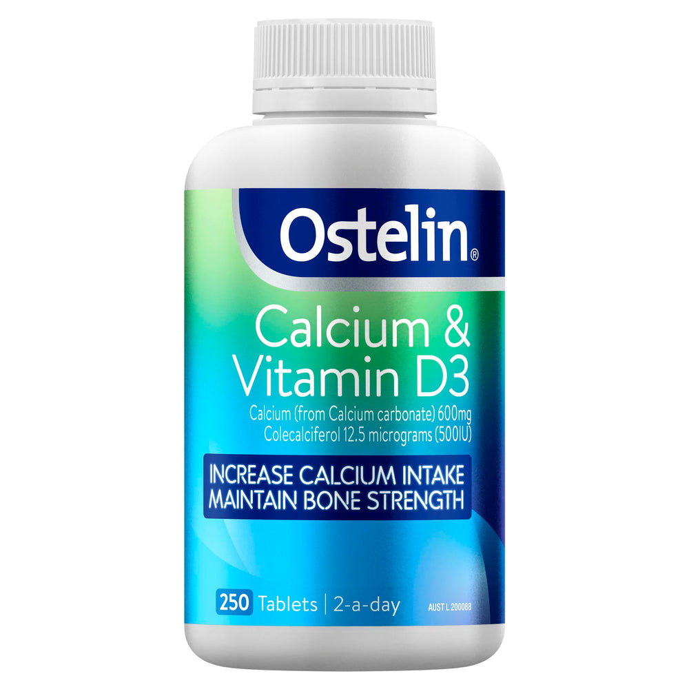 Ostelin Vitamin D Plus Calcium bottle front shows bone health support
